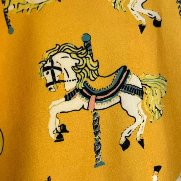 Modcloth Anthropologie Carousel Horse Skirt Size Small Yellow Carnival Unicorn - Picture 2 of 8